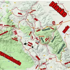 Trasa rowerowa przez **park krajobrazowy Gór Sowich**. Mapa z zaznaczonymi atrakcjami, trudnościami i opiniami: "super stromo", "trochę nuda", "dziury".