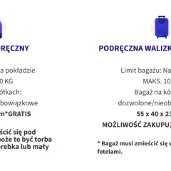 Iberia bagaż podręczny: plecak 40x30x20 cm gratis, walizka 55x40x23 cm za dopłatą. Oba do 10 kg.