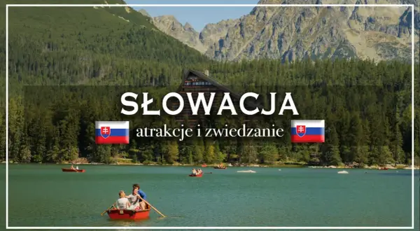 Słowacja atrakcje: malownicze jezioro, góry i lasy. Rodzina pływa łódką, odkrywając piękno przyrody.
