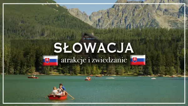 Słowacja atrakcje: malownicze jezioro, góry i lasy. Rodzina pływa łódką, odkrywając piękno przyrody.